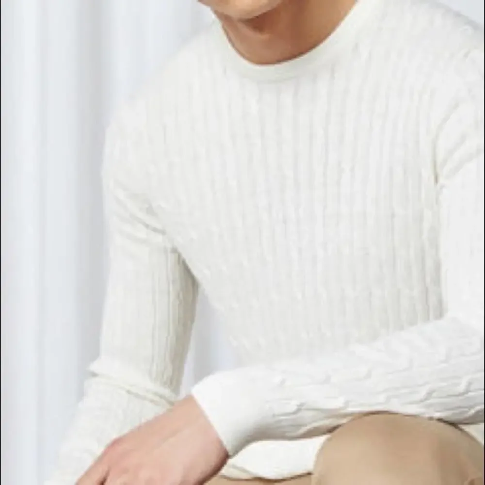 Only & Sons Mens Crewneck Cable Knit Sweater Cloud Dancer Size M NWT - Picture 2 of 9